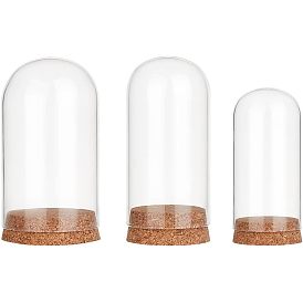 3 наборы 3 стильный купол из боросиликатного стекла, декоративная витрина, Террариум в форме колокольчика с пробковым основанием