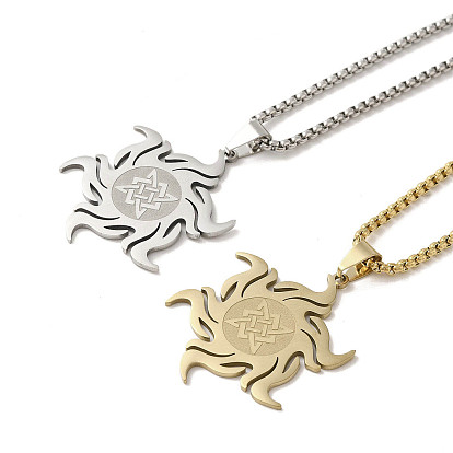 201 ожерелья с подвеской-солнцем из нержавеющей стали и узлом, коробка-цепочка для ювелирных изделий для мужчин и женщин