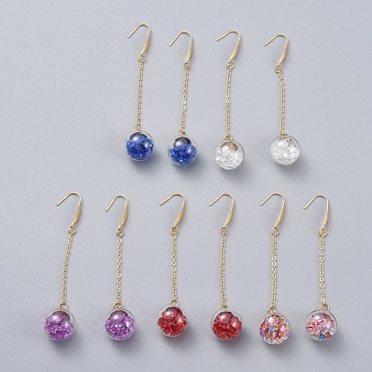 Glass Dangle Earrings, with Glass Rhinestones, CCB Plastic Findings, 316 Surgical Stainless Steel Earring Hooks and Brass Cable Chains