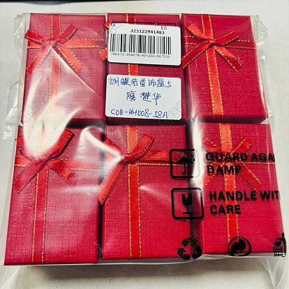 12Pcs Paper Storage Gift Boxes, Ribbon Bowknot Case with Sponge Inside, Rectangle