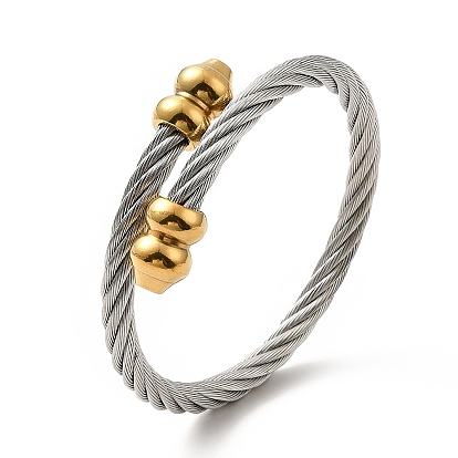 304 Stainless Steel Twist Rope Open Cuff Bangle, Torque Bangle for Women