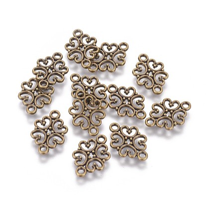 Tibetan Style Links/Connectors, Lead Free and Cadmium Free, Flower, 18x13x1mm, Hole: 2mm