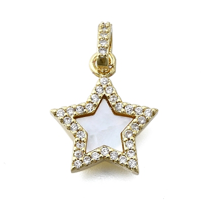 Латунные микропаве прозрачные подвески с фианитом, без кадмия и без свинца, с оболочкой, звезда очарование