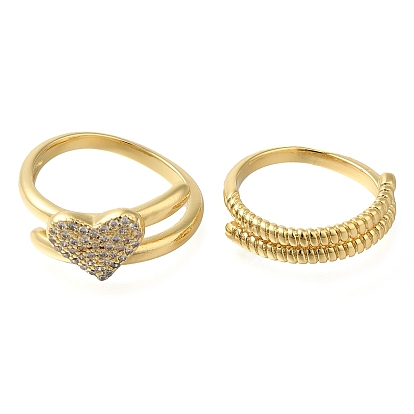 Набор регулируемых колец из латуни с микропаве из кубического циркония