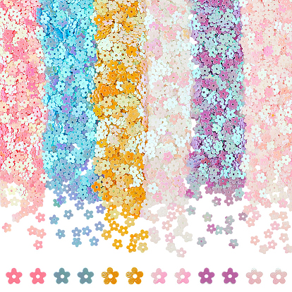 180g 6 couleurs paillettes en plastique perles, décorations artisanales à coudre, fleur
