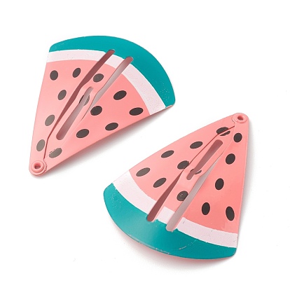 Baking Paint Iron Snap Hair Clips, for Children's Day, Watermelon, Triangle
