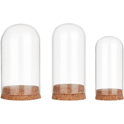 3 наборы 3 стильный купол из боросиликатного стекла, декоративная витрина, Террариум в форме колокольчика с пробковым основанием