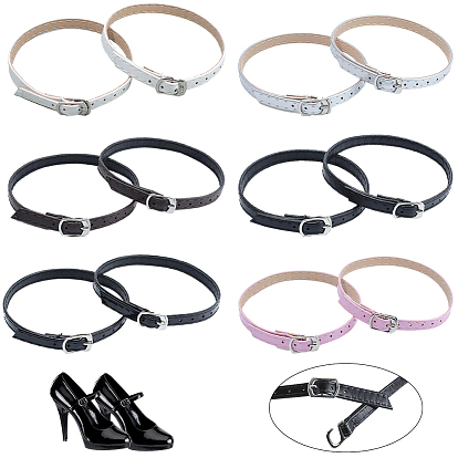 6 Pairs 6 Colors Imitation Leather Women's Adjustable Detachable Anti-Loose Shoe Straps for High Heels, with Alloy Buckle