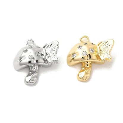 Латунные микропаве прозрачные подвески с фианитом, без кадмия, без никеля и без свинца, гриб