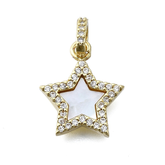 Латунные микропаве прозрачные подвески с фианитом, без кадмия и без свинца, с оболочкой, звезда очарование