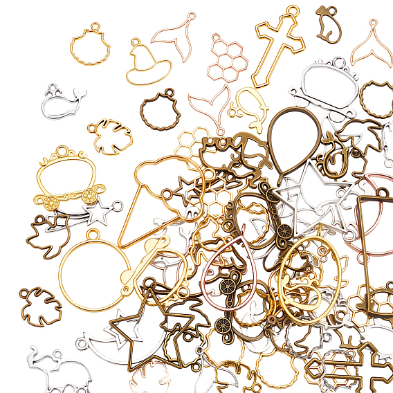 1Подвески в тибетском стиле из сплава с открытой задней частью и оправой, разнообразные, разнообразные