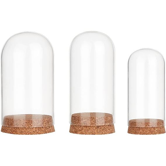 3 наборы 3 стильный купол из боросиликатного стекла, декоративная витрина, Террариум в форме колокольчика с пробковым основанием