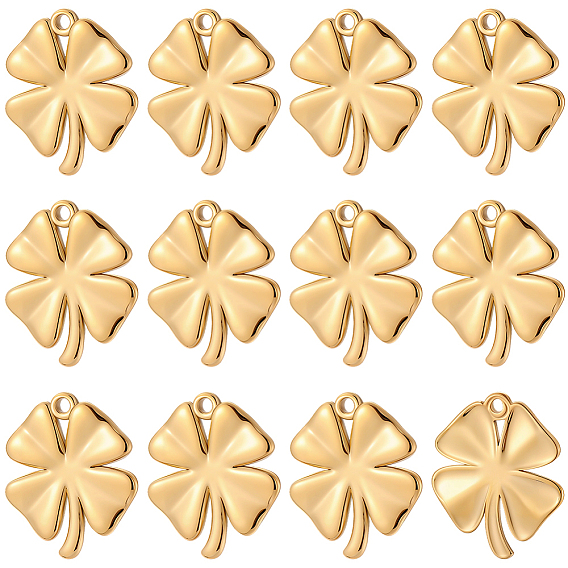 12 шт. 304 подвески из нержавеющей стали, ионное покрытие (ip), клевер очарование