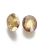 Electroplated Cubic Zirconia Pointed Back Cabochons, Oval, Faceted