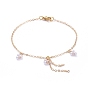 Charms Bracelets, with Brass Cable Chains, ABS Plastic Imitation Pearl and 304 Stainless Steel Lobster Claw Clasps