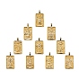 10Pcs 1 style Brass Micro Pave Clear Cubic Zirconia Tarot Card Pendants, Real 18K Gold Plated, Long-Lasting Plated