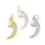 Покрытие стойки латунь микропаве прозрачные подвески из кубического циркония, с прыжковых колец, долговечный, без свинца и без кадмия, луна