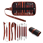 Iron & Wood Clay Sculpture Tool Kit, for DIY Clay Craft Making, with Storage Bag