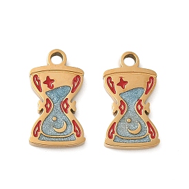 304 подвески из нержавеющей стали, подвески в виде песочных часов, с эмалью и блестящей пудрой, ионное покрытие (ip)