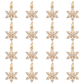 16подвески из кубического циркония с покрытием из латуни с микропаве, прелести снежинки, долговечный, без кадмия и без свинца, с целью перехода в кольце