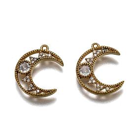 Pendentifs en laiton zircon cubique transparent, avec anneau de saut, lune