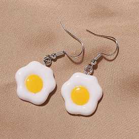 Resin Food Model Dangle Earrings, Jewely for Women, White and Yellow