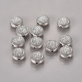 Cuentas redondas planas de aleación de estilo tibetano, sin plomo y cadmio, 10x5 mm, agujero: 1 mm