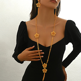 Преувеличенные серьги и ожерелья из цинкового сплава с кисточками для женщин, свадебный комплект