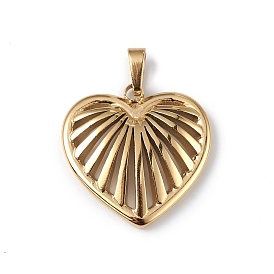 Ion Plating(IP) 304 Stainless Steel Pendants, Hollow Heart Charms
