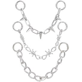 3 шт 3 стили сплав цепи для ремней для ботинок, платина