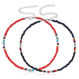 Colorful Beaded Women's Necklace Set with Handmade Necklaces and Pendants