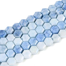 Антикоррозийные гальванические стеклянные бусины, имитация драгоценных камней, шестиугольник, с покрытием AB цвета, граненые, два тона