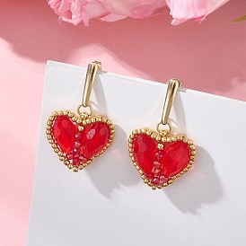 Серьги-гвоздики в форме сердца из стекла, С 304 результатами из нержавеющей стали