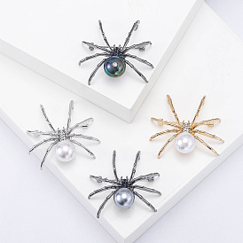 Spider with Plastic Pearl Pins, Alloy Brooches for Girl Women Gift