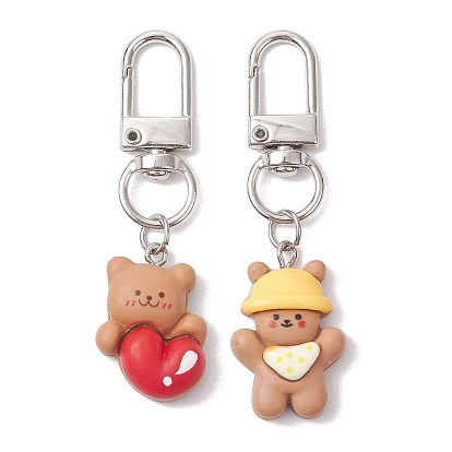 Подвеска в виде медведя из непрозрачной смолы, с поворотными застежками из сплава для украшений сумок