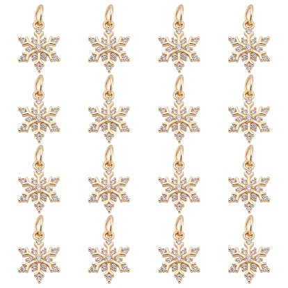 16подвески из кубического циркония с покрытием из латуни с микропаве, прелести снежинки, долговечный, без кадмия и без свинца, с целью перехода в кольце