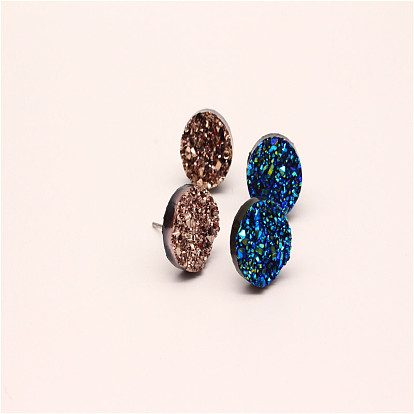 Exquisite Fish Scale Earrings with Unique Resin Ear Studs, Oval-shaped Jewelry