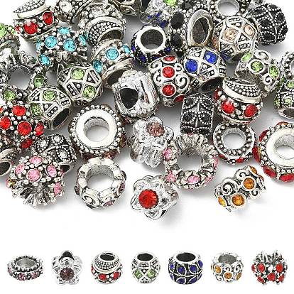 40 шт. 8 стили сплава страз европейские бусины, бусины с большим отверстием