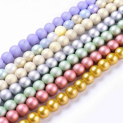 Spray Painted Resin Beads Strands, Rubberized Style, Round