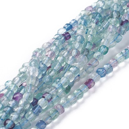 Natural Fluorite Beads Strands, Square, Faceted