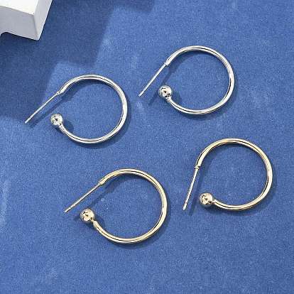 Латунь серьги, серьги-кольца, с 925 стерлинговым серебром, долговечный