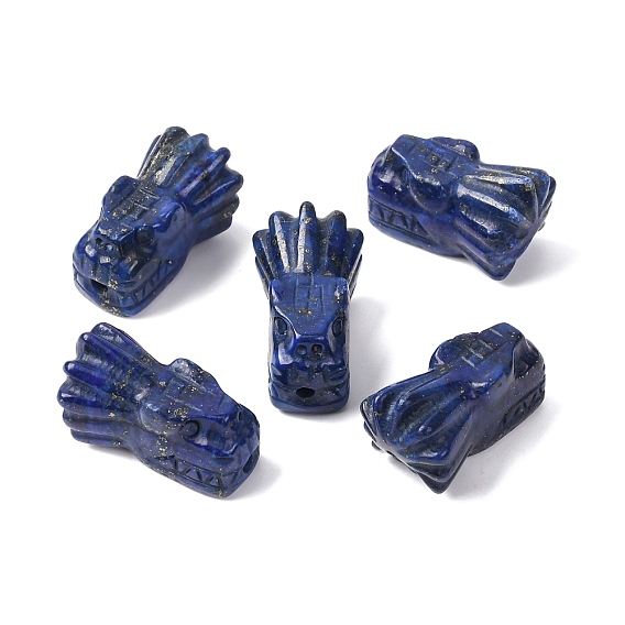 Природный лазурит бисером, голова дракона, окрашенные