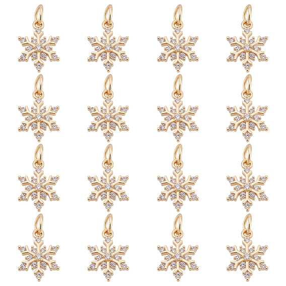 16подвески из кубического циркония с покрытием из латуни с микропаве, прелести снежинки, долговечный, без кадмия и без свинца, с целью перехода в кольце