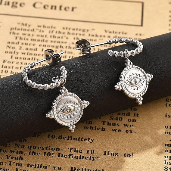 304 из нержавеющей стали болтаться серьги, со стразами, глаз