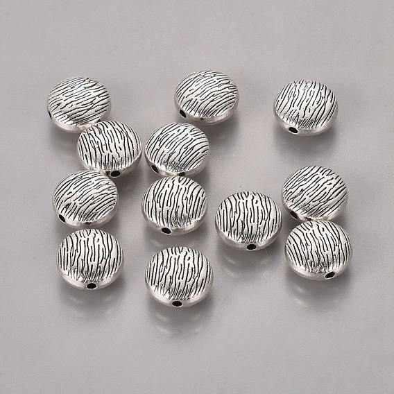 Flat Round Tibetan Style Alloy Beads, Cadmium Free & Lead Free, 10x5mm, Hole: 1mm