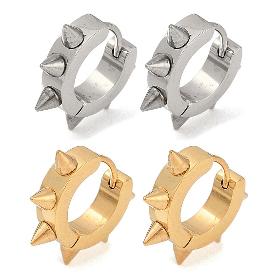 Полировка 304 серьги-кольца из нержавеющей стали с шипами и заклепками для женщин