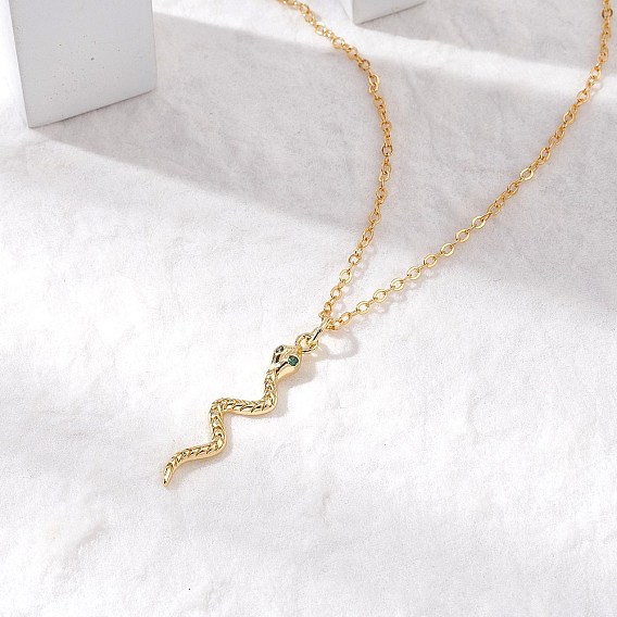 Змея латунные микропаве кубические циркониевые подвески ожерелья с подвесками, с латунным кабельных цепей