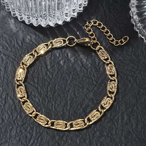6MM 304 Stainless Steel Lumachina Chain Bracelets, Ion Plating(IP)
