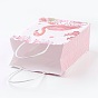 Rectangle Paper Bags, with Handles, Gift Bags, Shopping Bags, Flamingo Shape Pattern, For Valentine's Day