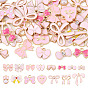 60Pcs 15 Styles Alloy Enamel Pendants, Bowknot Charm